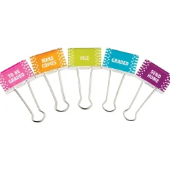 Teacher Created Resources Large Binder Clips, 1" Capacity, Multicolor, 5 Clips/Pack (TCR20690) Best