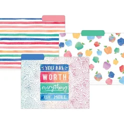 Teacher Created Resources Watercolor File Folders, 3-Tab, 11.75" x 9.5", Assorted Colors, 24/PK (TCR8541)