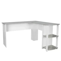 51" Mixed Materials L-Shaped Desk, Gray (RTA-8413L-GRY) L-Desks