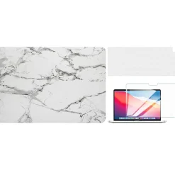 TechProtectus Laptop Case with Keyboard Cover and Screen Protector, White Marble, Plastic (TP-WM-K-MP14M1)
