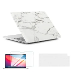 TechProtectus Laptop Case with Keyboard Cover and Screen Protector, White Marble, Plastic (TP-WM-K-MP14M1)