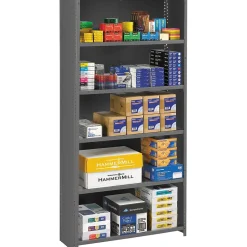 ® Closed Commercial Steel Shelving, 6-Shelf, Medium Gray, 75Hx36Wx12"D Bookcases