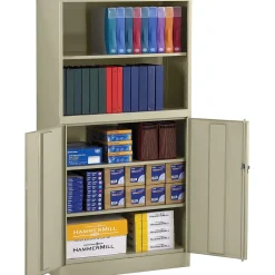 Sale Combination Bookcase and Cabinet, Putty, 6-Shelf, 1 Closet, 72"H Storage Cabinets