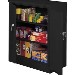 New Deluxe Counter-Height Storage Cabinet with Double Hinge Doors, 3-Shelf, Black, 42"H x 36"W x 24"D Storage Cabinets