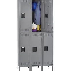 Sale Double Tier Locker with Legs, 3 Units, 6 Lockers, Medium Grey, 78"H x 36"W x 18"D Storage Cabinets