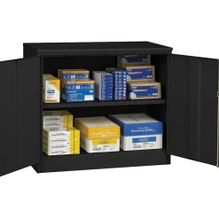 Outlet Jumbo Counter-Height Storage Cabinet, 2-Shelf, Black, 42"H x 48"W x 24"D Storage Cabinets