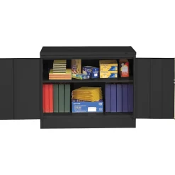 Hot Standard Desk-Height Storage Cabinet with Double Hinge Doors, 2-Shelf, Black, 30"H x 36"W x 18"D Storage Cabinets