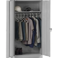 Standard Wardrobe Cabinet with Double Hinge Doors, 1-Shelf, 1 Closet, Light Grey, 72"H x 36"W x 18"D Storage Cabinets