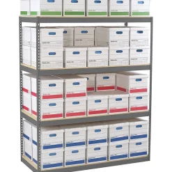 Z-Line Record Archive Shelving Unit, Supports 6,000 lb., 42"W, Medium Grey (TNN-ZA421584-4D) Shelving