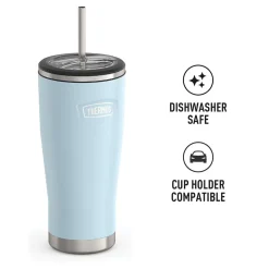 Thermos Icon Stainless Steel Vacuum Insulated Tumbler with Straw, 24 oz., Glacier (IS1112GC4)