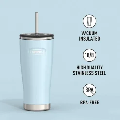 Thermos Icon Stainless Steel Vacuum Insulated Tumbler with Straw, 24 oz., Glacier (IS1112GC4)