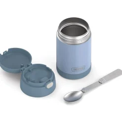 Thermos 16-Ounce FUNtainer Vacuum-Insulated Stainless Steel Food Jar with Folding Spoon, Denim Blue (F31101DB6) New