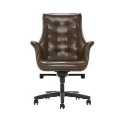 New Brooks Ergonomic Bonded Leather Swivel Executive Chair, Brown (51493-BRN) Office Chairs