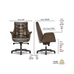 New Brooks Ergonomic Bonded Leather Swivel Executive Chair, Brown (51493-BRN) Office Chairs