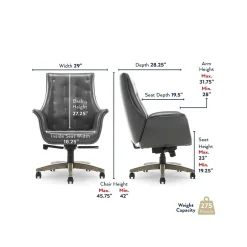 Brooks Ergonomic Bonded Leather Swivel Executive Chair, Gray (51493-GRY) Office Chairs