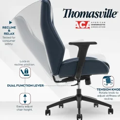 Darius Ergonomic Bonded Leather Swivel Executive Chair, Navy (51490-NVY) Office Chairs