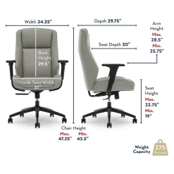 Hot Darius Ergonomic Bonded Leather Swivel Executive Chair, Gray (51490-GRY) Office Chairs