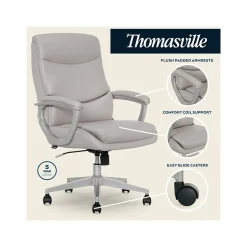 Outlet Josephine Ergonomic Bonded Leather Swivel Manager Chair, Gray (60071-LGRY) Ergonomic Chairs