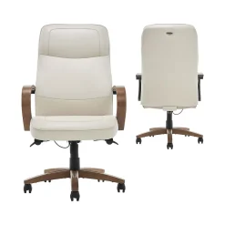 Sale Lockhart Ergonomic Bonded Leather Swivel Executive Chair, Cream (51494-CRM) Office Chairs
