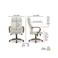 Sale Lockhart Ergonomic Bonded Leather Swivel Executive Chair, Cream (51494-CRM) Office Chairs