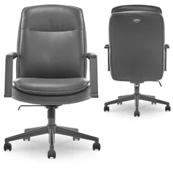 Outlet Upton Ergonomic Bonded Leather Swivel Manager Chair, Gray (51421-GRY) Office Chairs