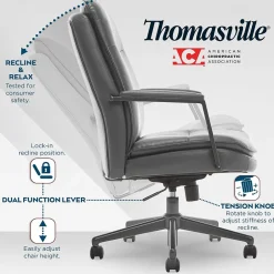 Outlet Upton Ergonomic Bonded Leather Swivel Manager Chair, Gray (51421-GRY) Office Chairs