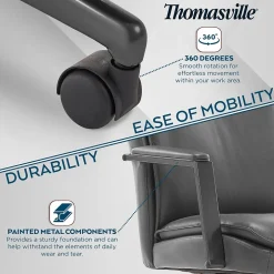 Outlet Upton Ergonomic Bonded Leather Swivel Manager Chair, Gray (51421-GRY) Office Chairs