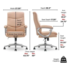 Sale Thomasville Josephine Ergonomic Bonded Leather Swivel Manager Chair, (60071-BLSH) Office Chairs