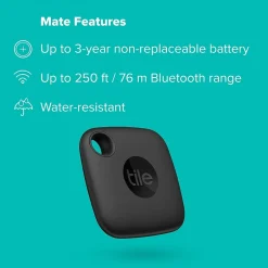 Tile by Life360 Tile Mate Life360 Bluetooth Tracke, Black (RE-44001)