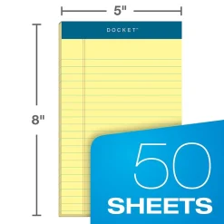 TOPS Docket Notepads, 5" x 8", Narrow Ruled, Canary, 50 Sheets/Pad, 12 Pads/Pack (TOP 63350) New