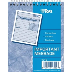 TOPS Phone Message Pad, 4-1/4" x 5-1/2", White/Canary, 50 Sheets/Pad (4010) Clearance