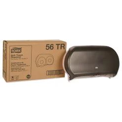 Tork ® Twin Jumbo Roll Bath Tissue Dispenser, 19.29 x 5.51 x 11.83, Smoke/Gray