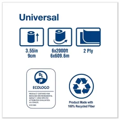 Tork Universal Jumbo Bath Tissue, Septic Safe, 2-Ply, White, 3.48