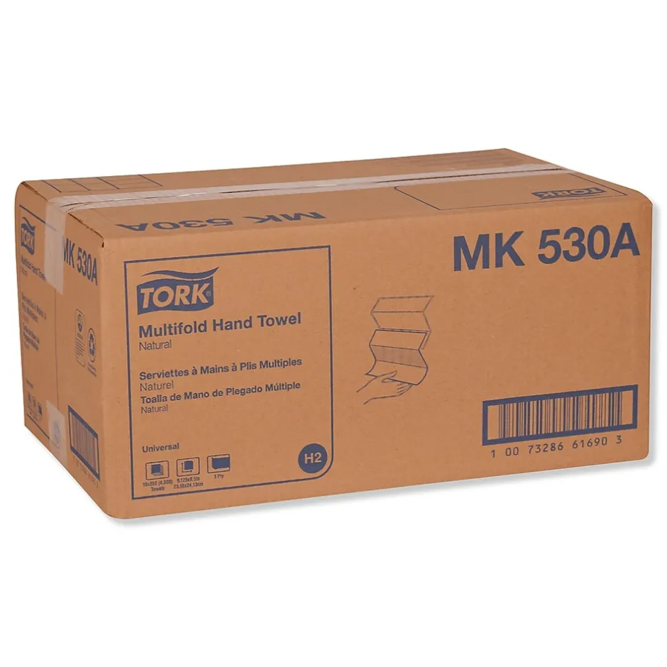 Paper Towels<Tork Universal Multifold Hand Towel, 9.13 x 9.5, Natural, 250/Pack,16 Packs/Carton (TRKMK530A)