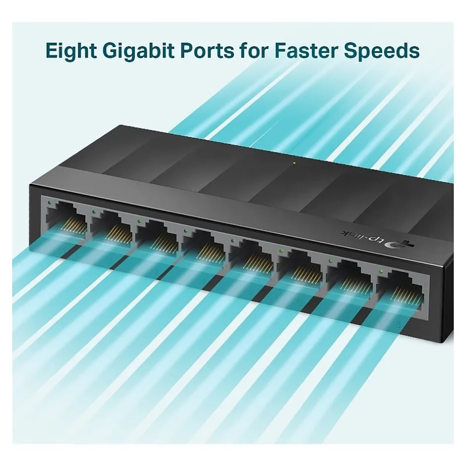 TP-LINK LS1008G Litewave 8 Port Layer 2 Gigabit Ethernet Switch Unmanaged, Black* Ethernet Switches & Splitters