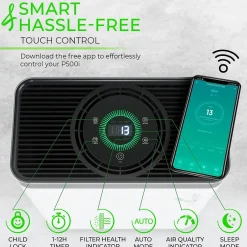 Air Purifiers<Treblab PUROXYGEN P500I H13 HEPA Filter Air Purifier,WiFi Enabled, White