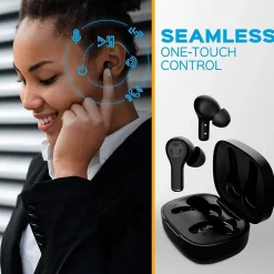 Treblab WX8 True Wireless IPX8 Waterproof Earbuds, Bluetooth, Black