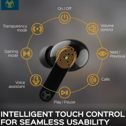 Treblab X1 True Wireless Earbuds, Waterproof IPX4, Bluetooth, Black