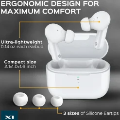 Treblab X1-W True Wireless Earbuds, IPX4 Waterproof, Bluetooth, White
