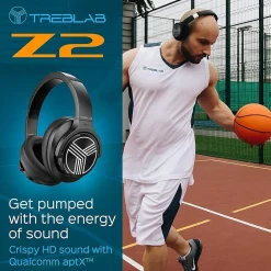 Treblab Z2-B Over Ear Workout Headphones with Microphone* Headsets