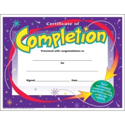 Hot Trend Certificate of Completion Colorful Classics Cert's., 30 CT (T-2963) Awards & Certificates