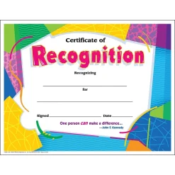Hot TREND Certificate of Recognition Colorful Classics Certificates, 30 Per Pack, 6 Packs (T-2965-6) Awards & Certificates