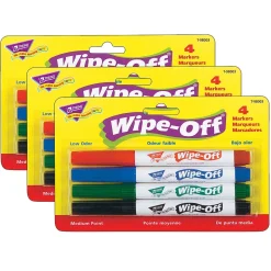 Trend Enterprises TREND Wipe-Off® Markers, Medium Point, Standard Colors, 4 Per Pack, 3 Packs (T-98003-3) Sale