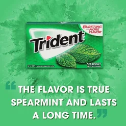 Gum & Mints<Trident Sugar Free Spearmint Gum, 14 Pieces/Pack, 12/Box (MOZ01106)