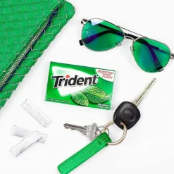 Gum & Mints<Trident Sugar Free Spearmint Gum, 14 Pieces/Pack, 12/Box (MOZ01106)