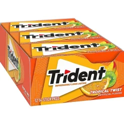 Gum & Mints<Trident Sugar Free Tropical Twist Gum, 14 Pieces/Pack, 12/Box (MOZ01110)