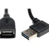 Usb Cables<Tripp Lite 1.5' Universal Reversible USB 2.0 Right/Left Angle Extension Cable, Black (UR024-18N-RA)