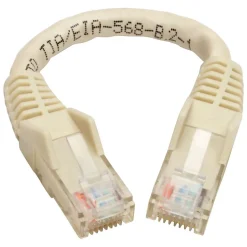 Ethernet Cables<Tripp Lite Cat6 GbE Gigabit Ethernet Snagless Molded Patch Cable UTP White RJ45 M/M 6in 6" (N201-06N-WH)