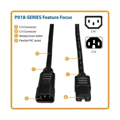 Power Cables<Tripp Lite P018 Power Interconnect Cord, 6' (L), Black