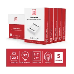 Online ™ 8.5" x 11" Copy Paper, 20 lbs., 92 Brightness, 500 Sheets/Ream, 5 Reams/Carton (TR56960) Large Quantity Paper